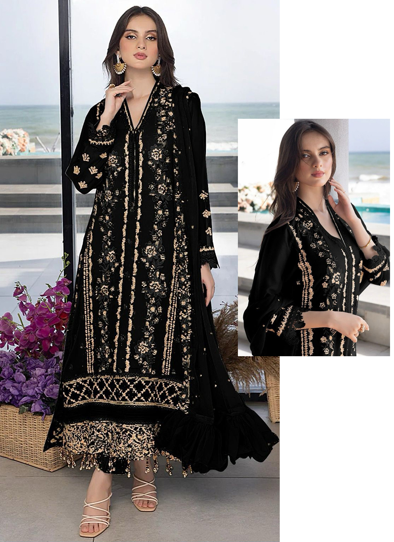 B Faux Georgette Wholesale Pakistani Suit Pieces Catalog Catalog