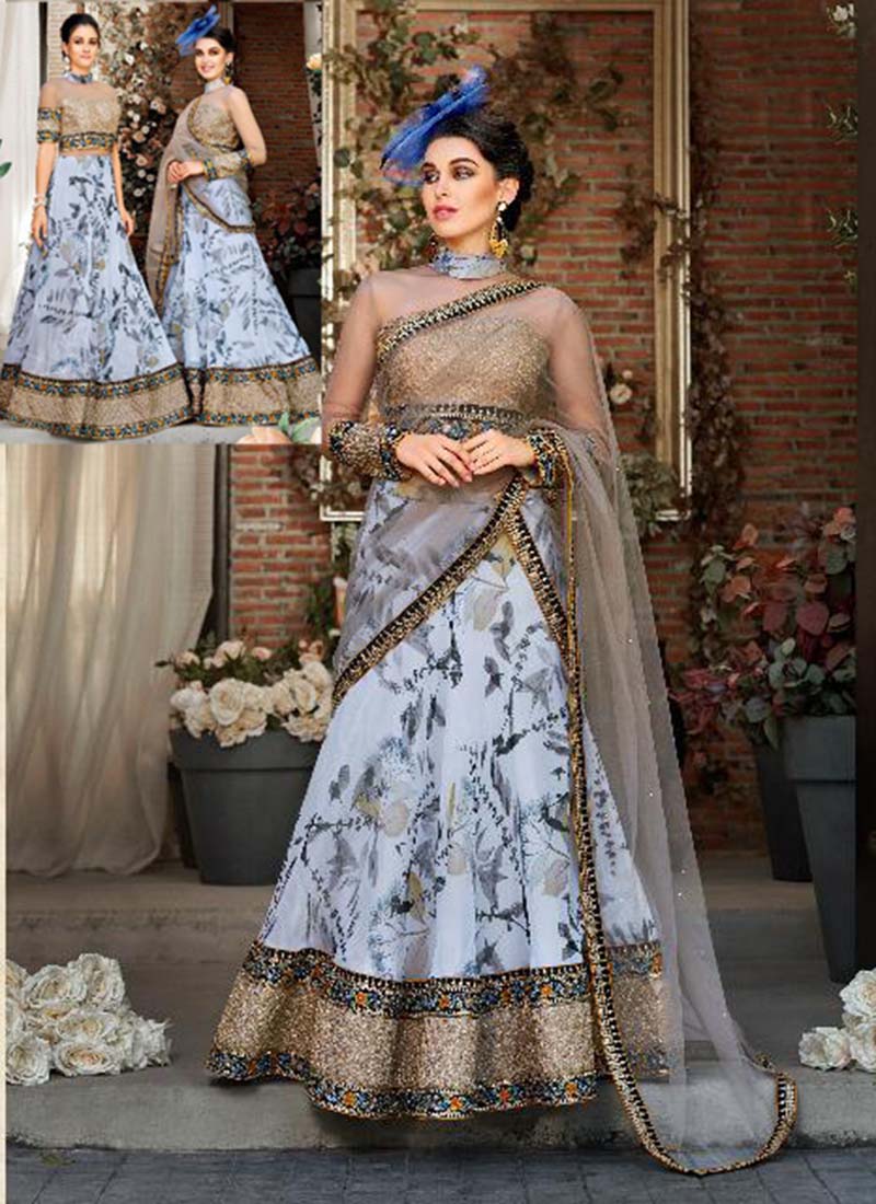 Digital Printed Wedding Wear Organza Silk Lehenga Cholis Wholesale