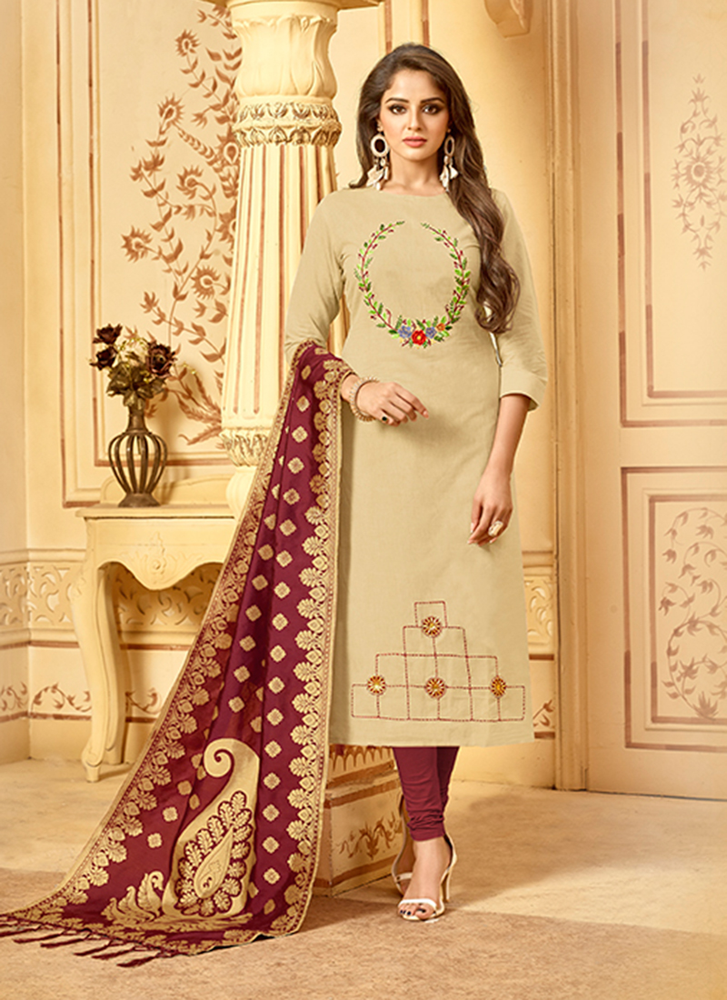 thread work churidar materials