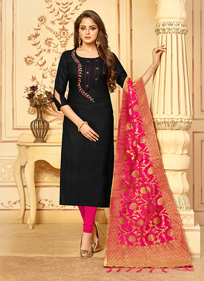 thread work churidar materials