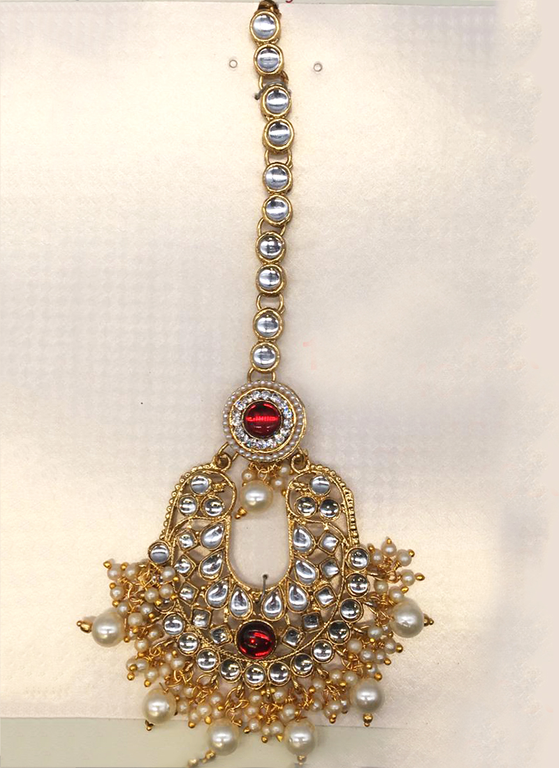 New Designer Kunadan Pearls And Diamond Maang Tikka Collection Catalog 