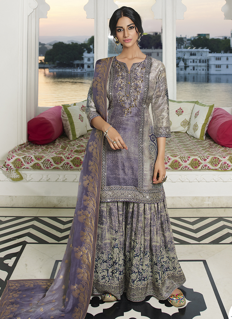 sharara suit in silk