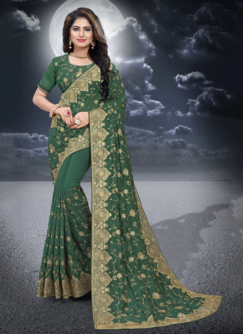 Black Stone Work Saree With Blouse Latest 4948SR08