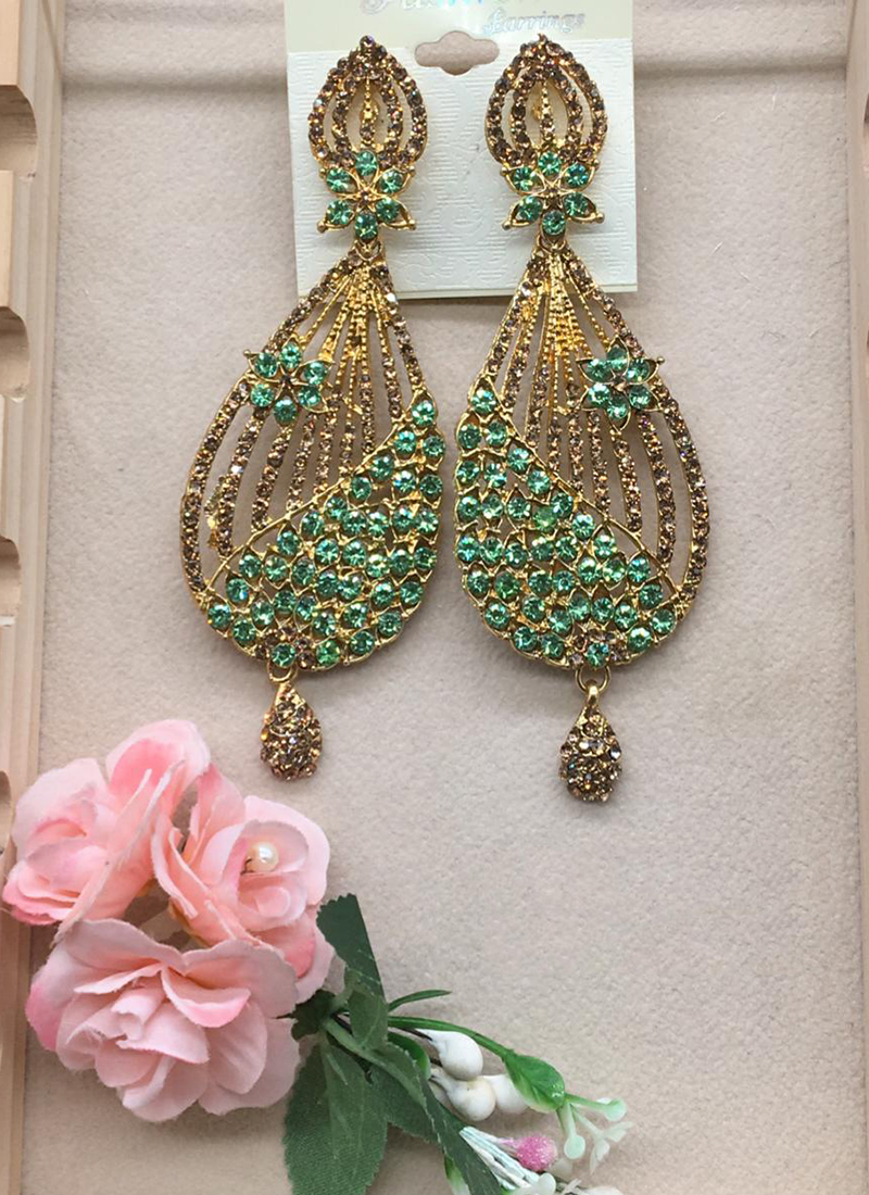 Silver earrings women | AD Floral Drop Dangler Earrings | Swarovski dr –  Indian Designs