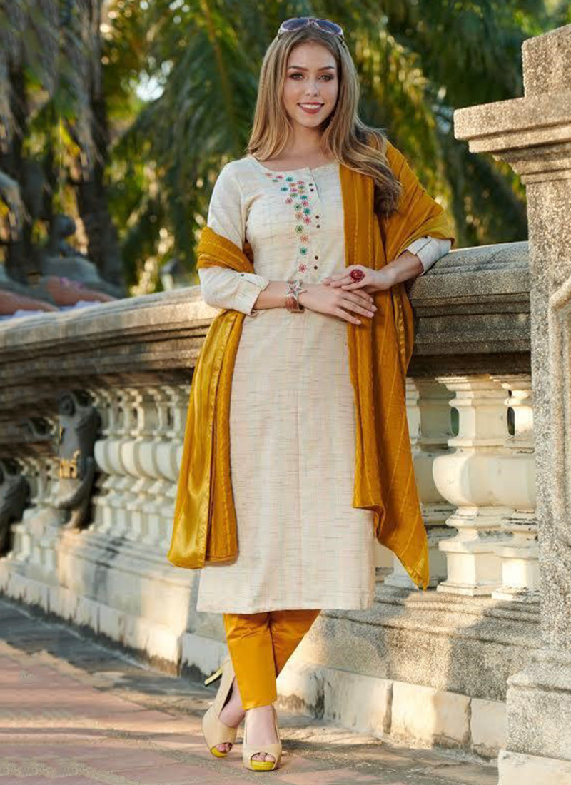 cotton kurti pant set with dupatta