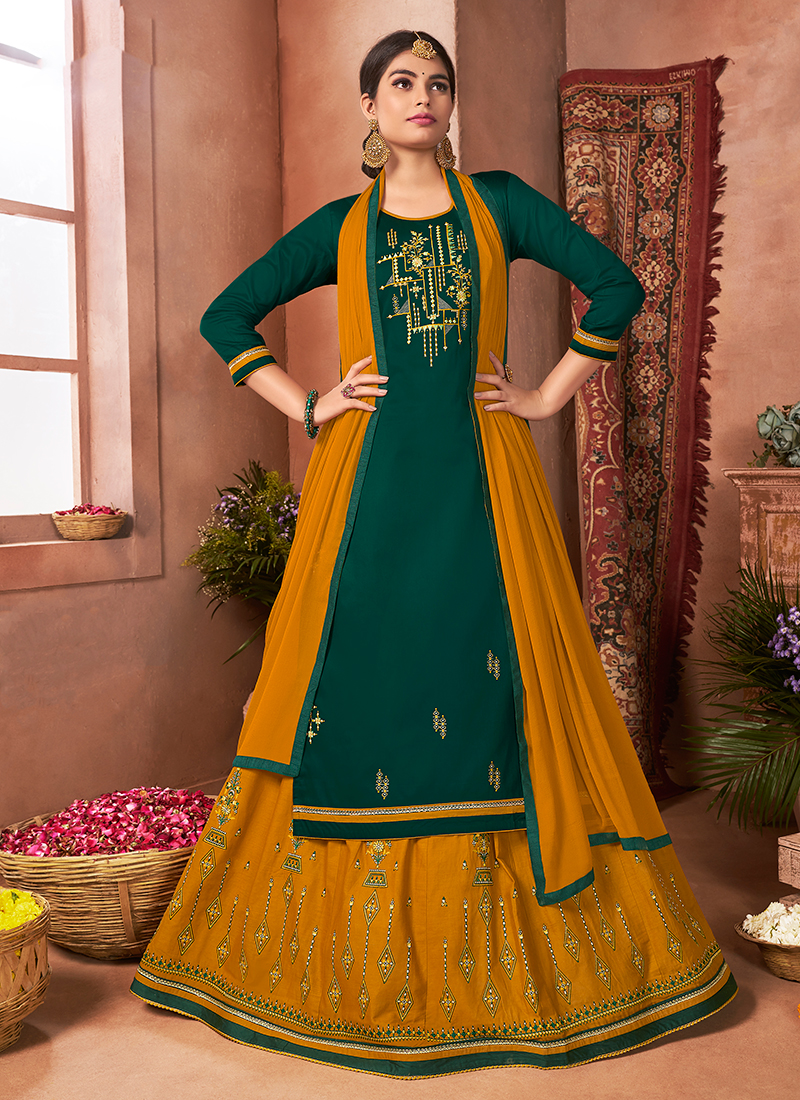 Casual Wear Jam Silk Embroidery Work Lehenga Suits Collection Catalog