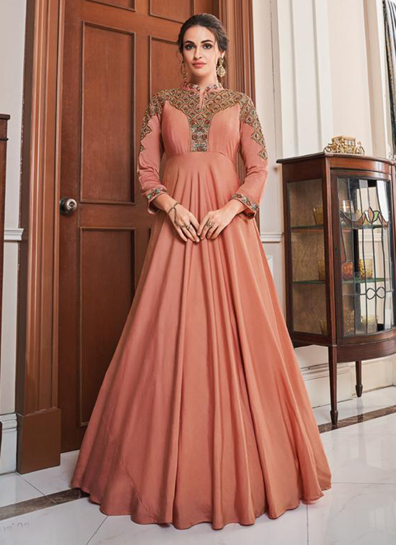 Yellow Soft Silk Tapeta Embroidered Full Stitched Gown | Fancy gowns,  Designer gowns, Gowns