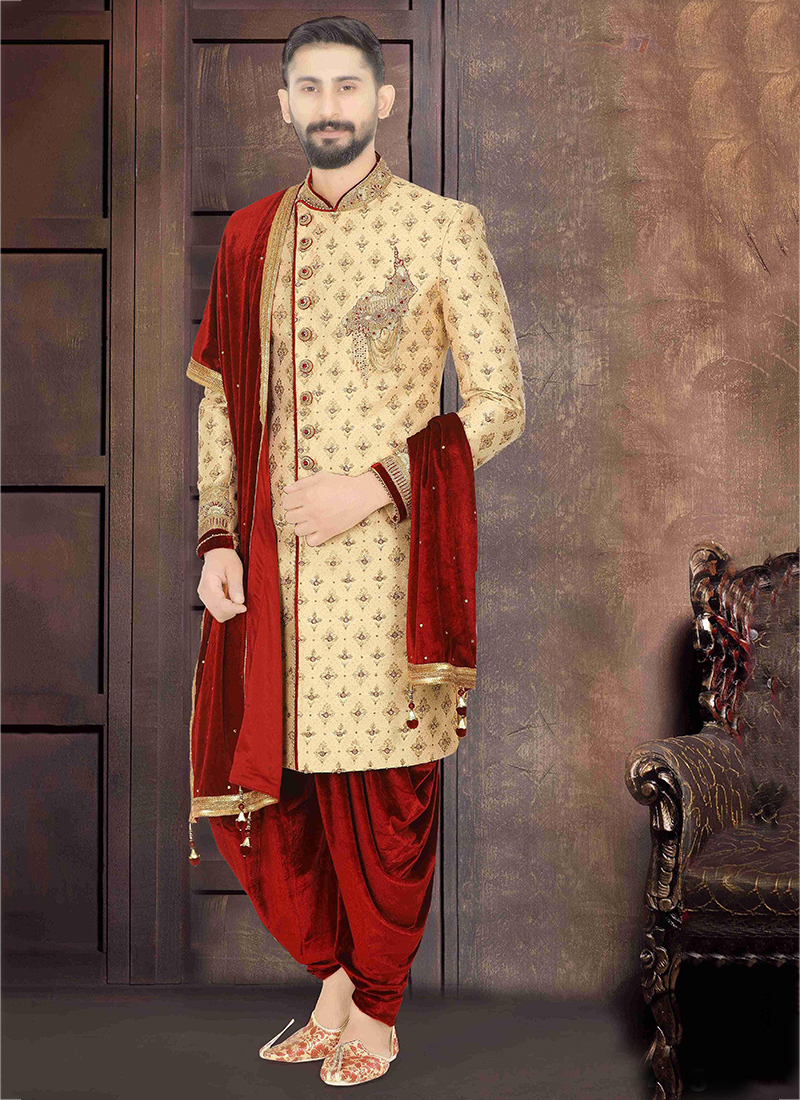 Buy Orange Sherwani Sets for Men by VASTRAMAY Online | Ajio.com