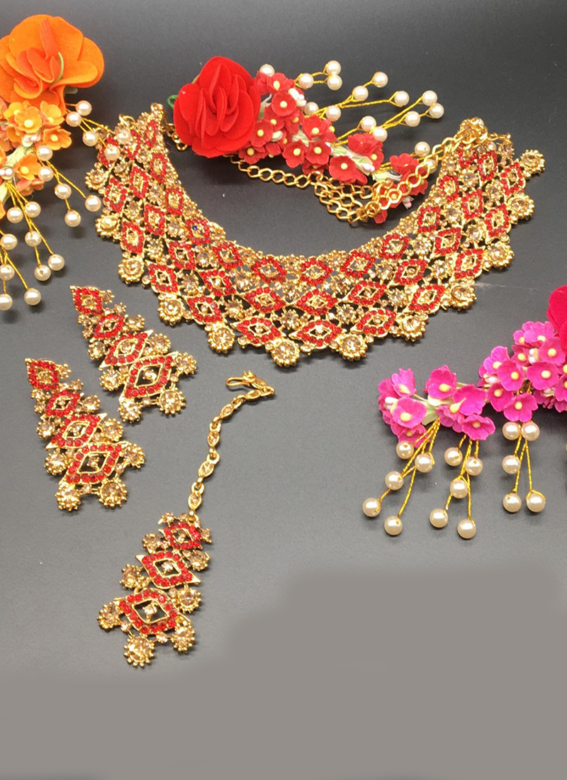 Red Gold Plated Necklace Set Catalog