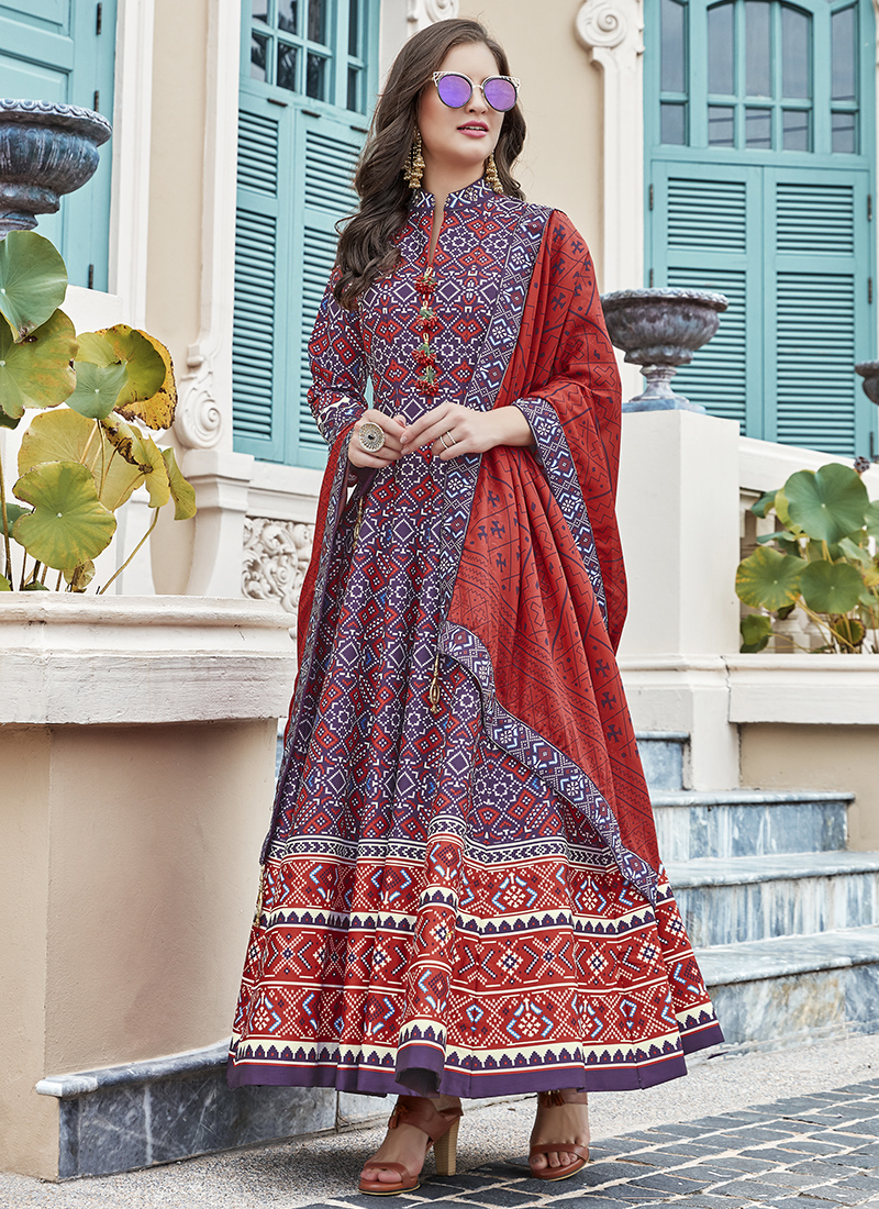 printed silk gown design