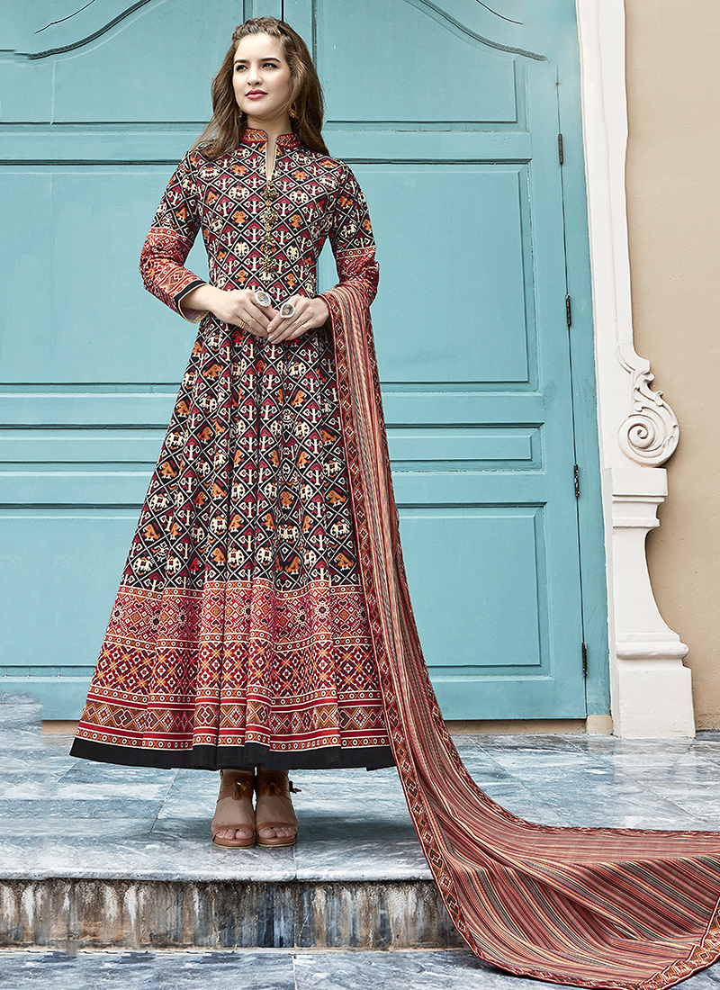 printed silk gown design