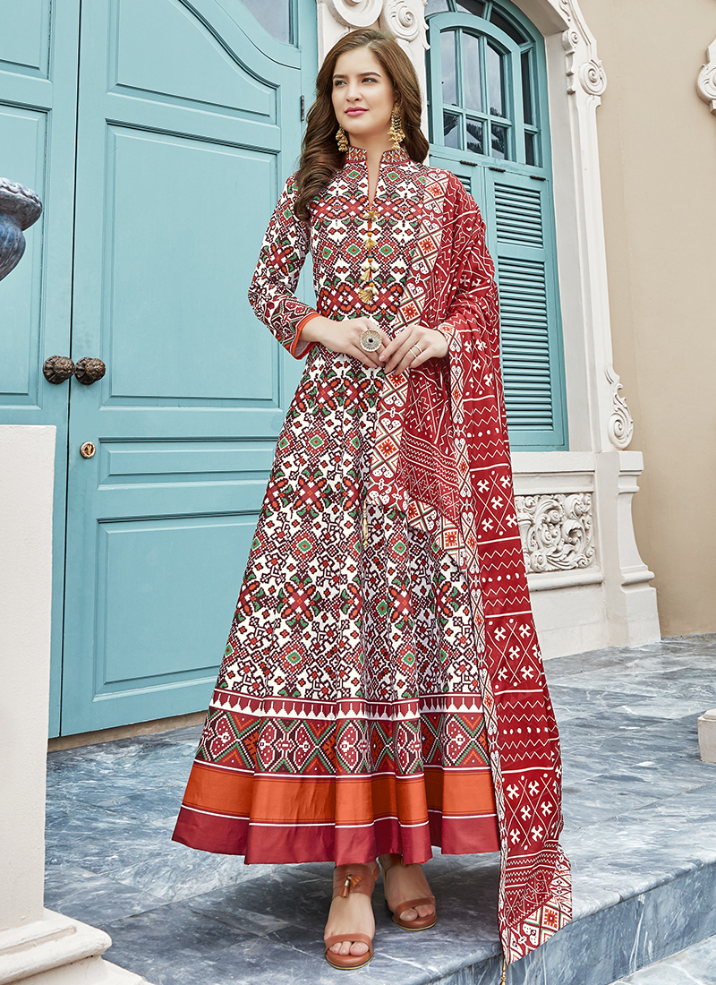 printed silk gown design