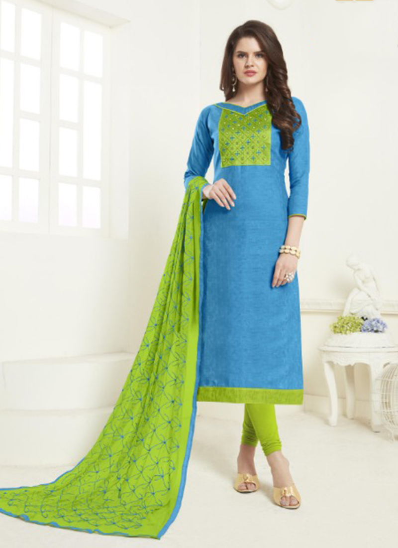 sky blue churidar material