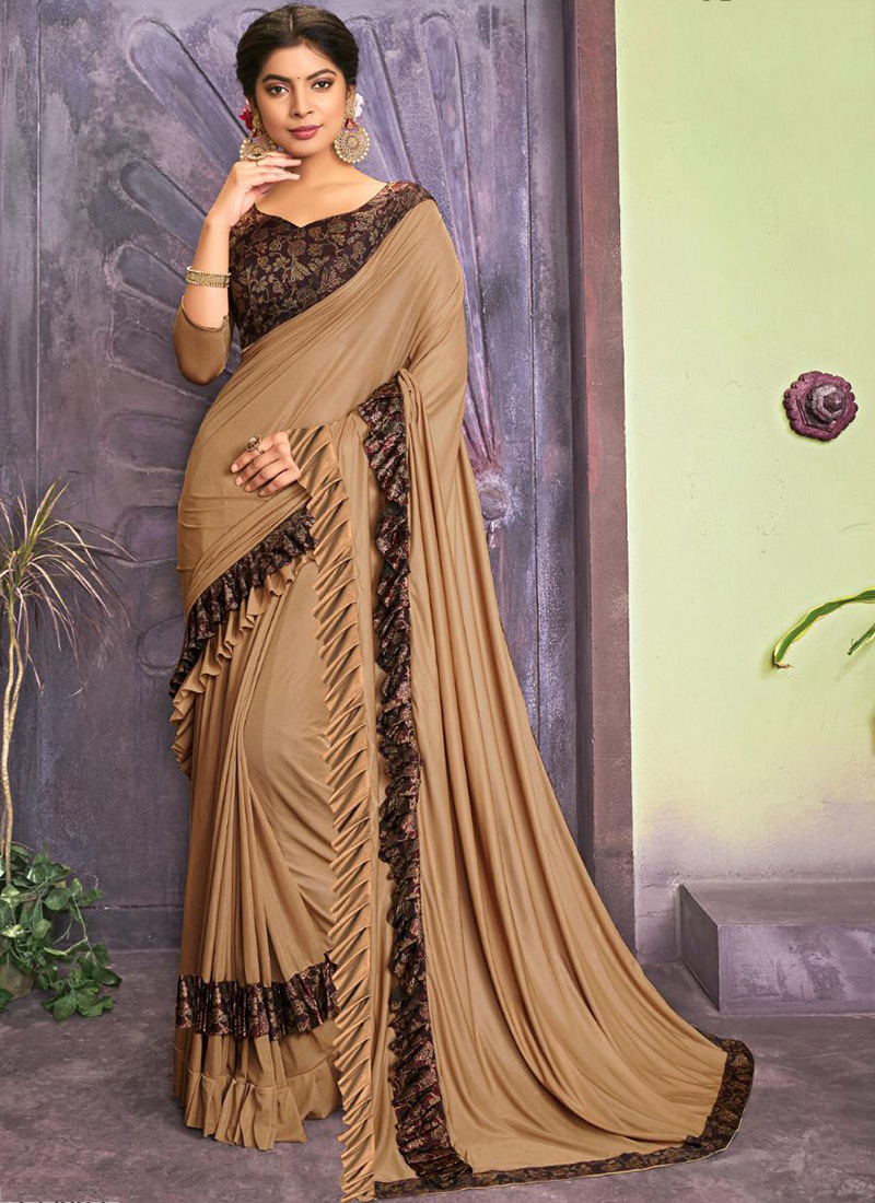 latest frill saree design