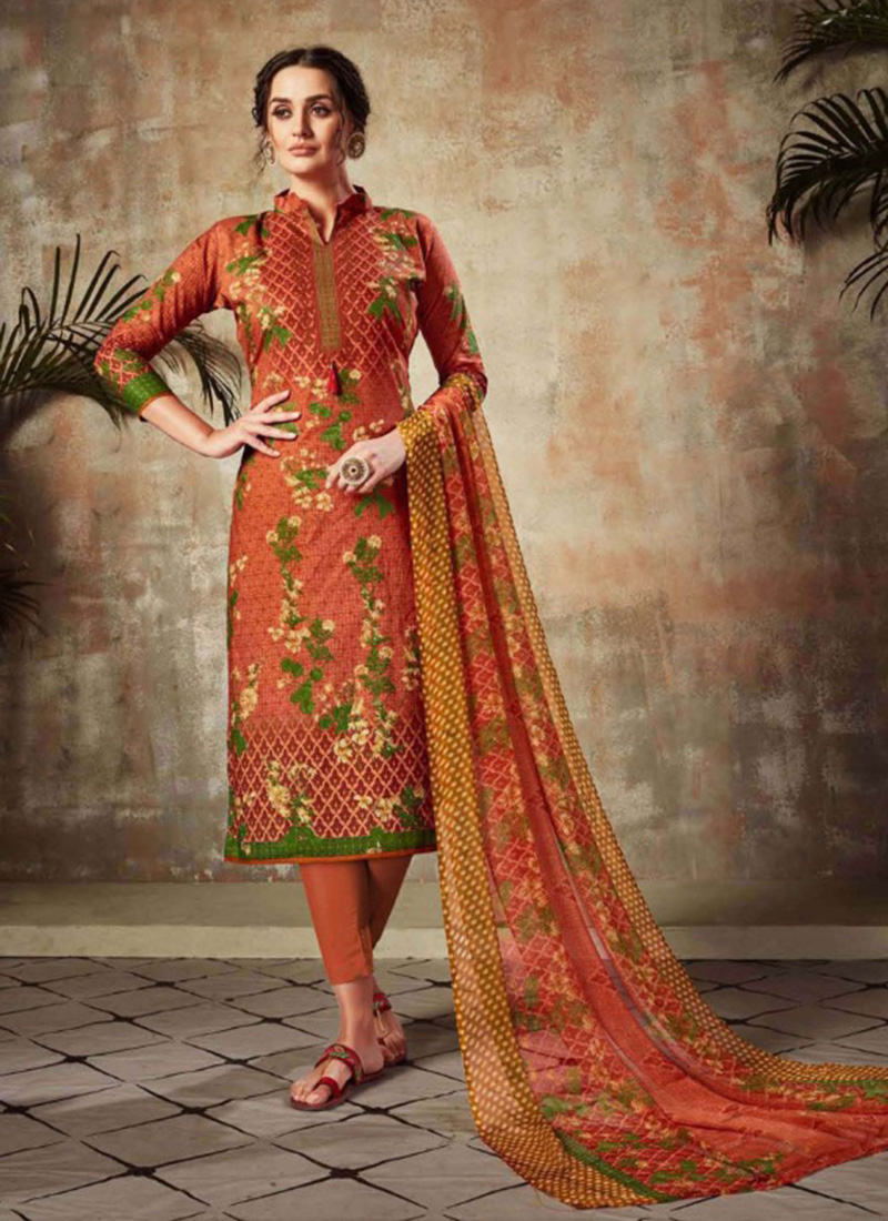 Digital Printed Daily Wear Fancy New Pure Cotton Churidar Suits Collection Catalog