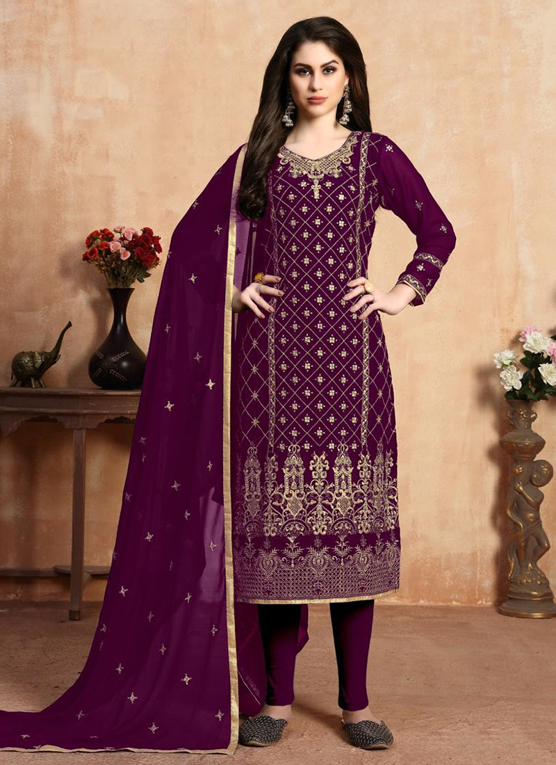 Beautiful Designer Faux Georgette Churidar Suits Collection Catalog