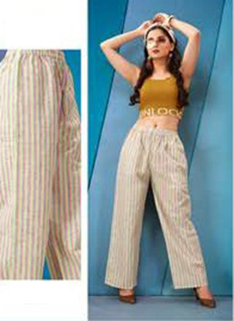 Cotton Stripe Daily Wear Palazzo Pants 