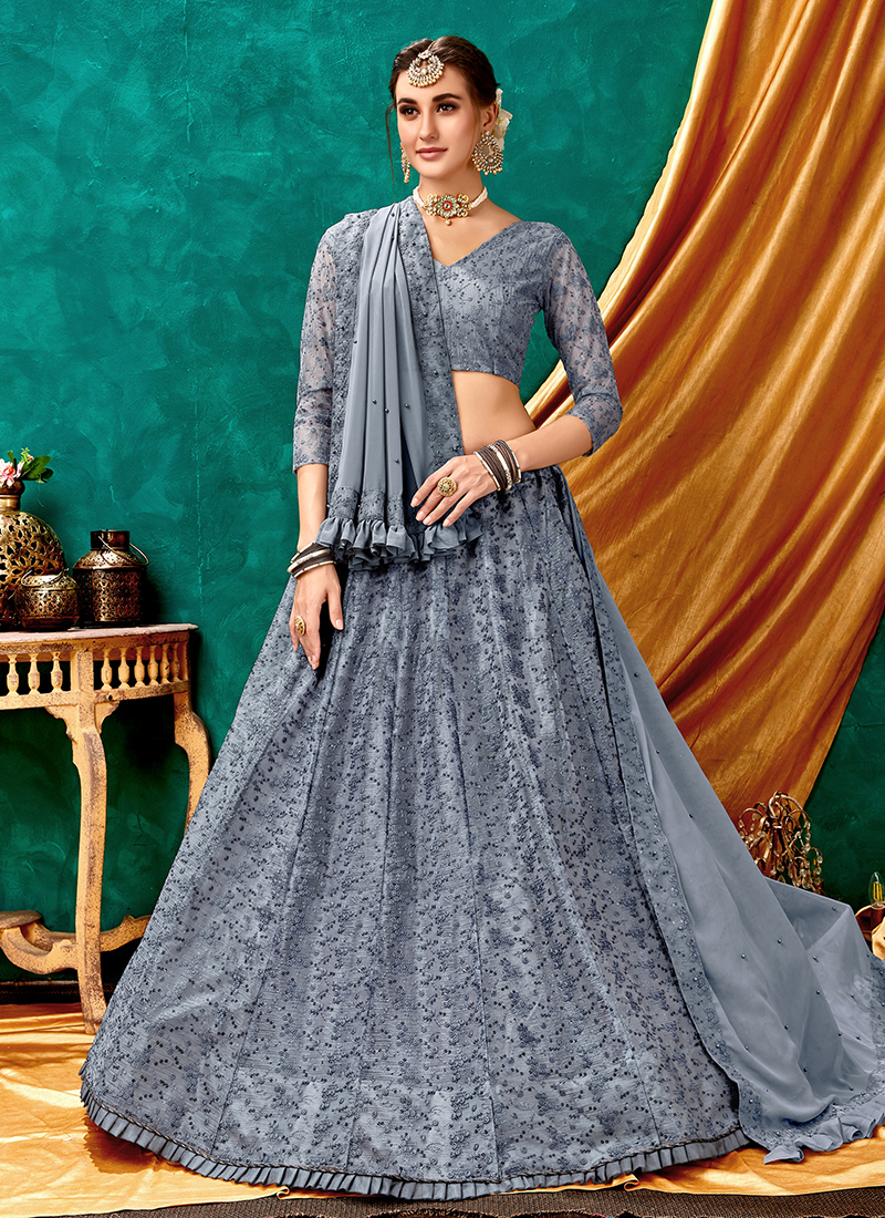 net party wear lehenga
