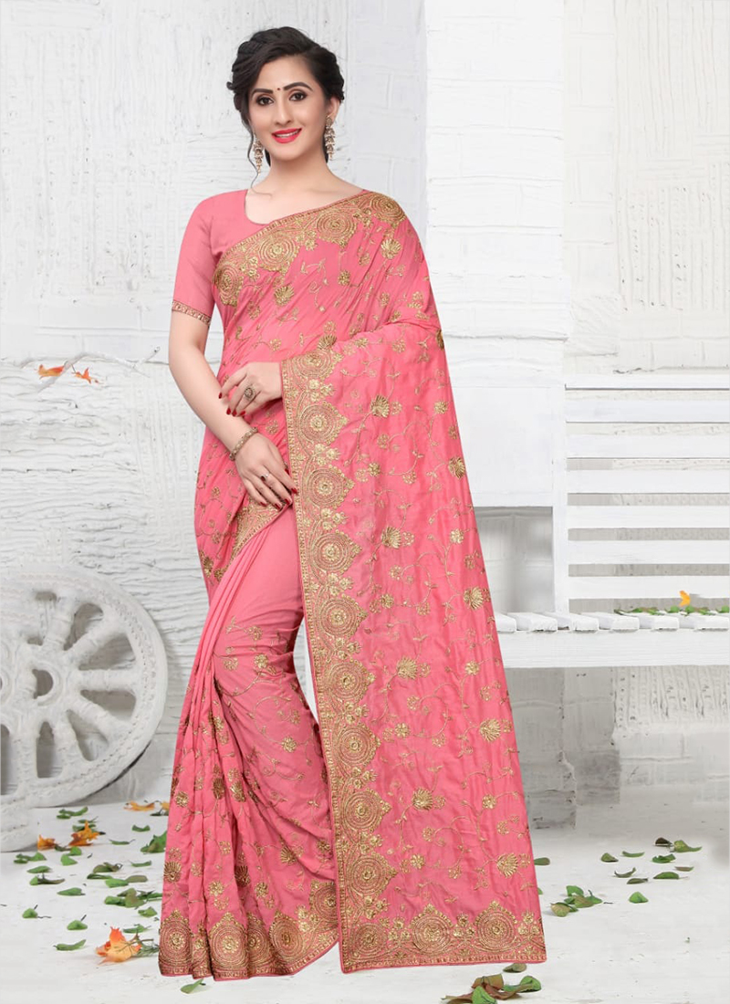 Utsav Nari Celebrity Zari And Badla Work Two Tone Silk Wedding Sarees ...