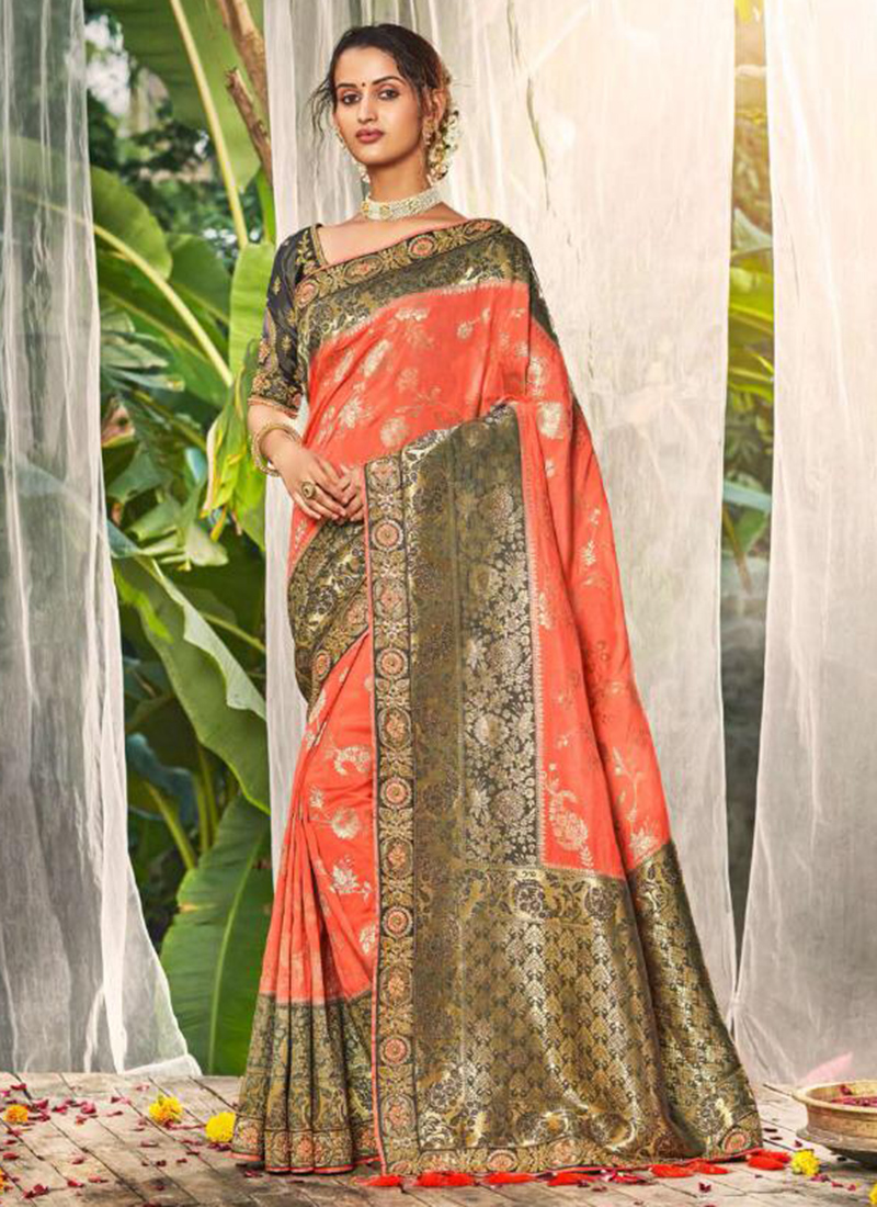 Pink Dola Silk Wedding Wear Heavy Zari Work Saree 4005