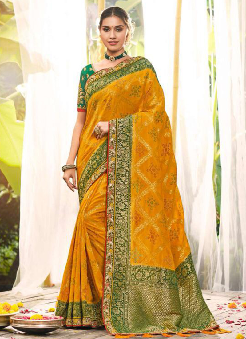 Buy Satrani Printed, Self Design Daily Wear Georgette Gold, Yellow Sarees  Online @ Best Price In India | Flipkart.com