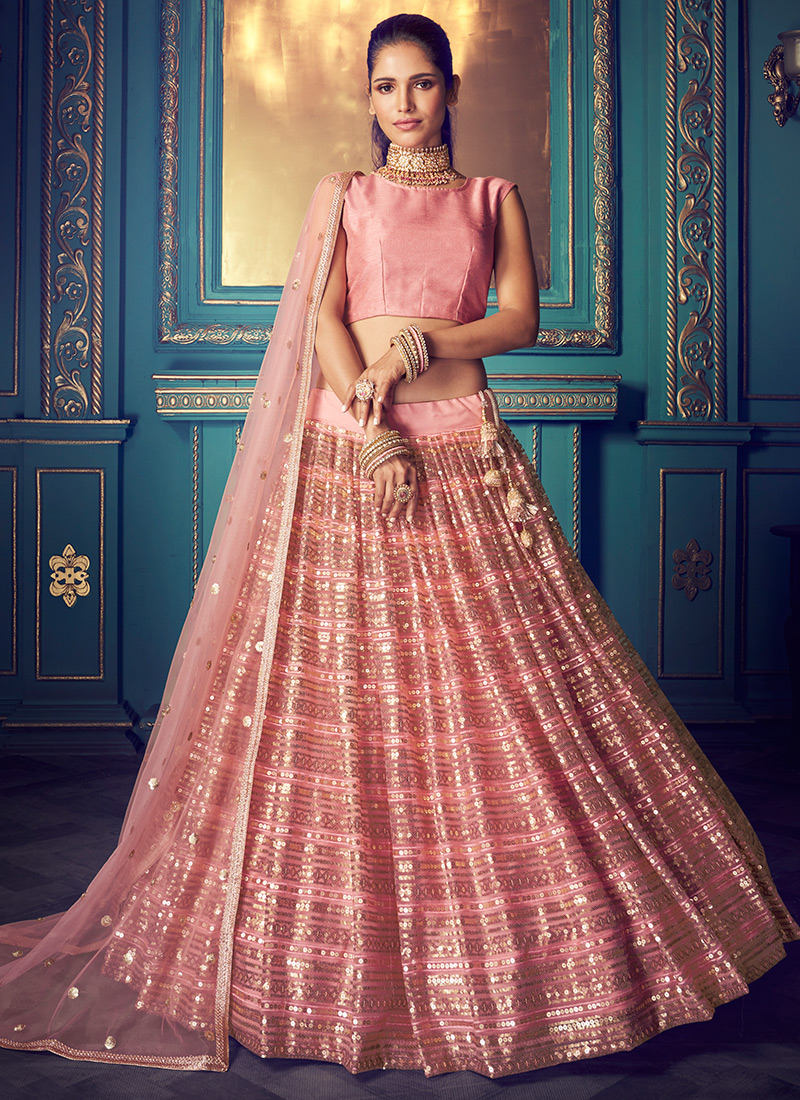Buy Navratri Wear Mirror Work Viscose Rayon Deep Pink Lehenga Choli Online  From Surat Wholesale Shop.