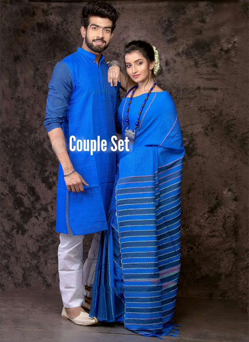 saraswati puja couple dress