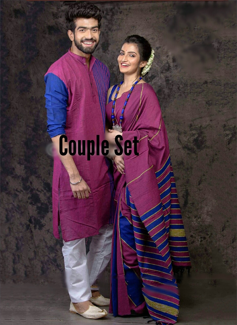 saraswati puja couple dress