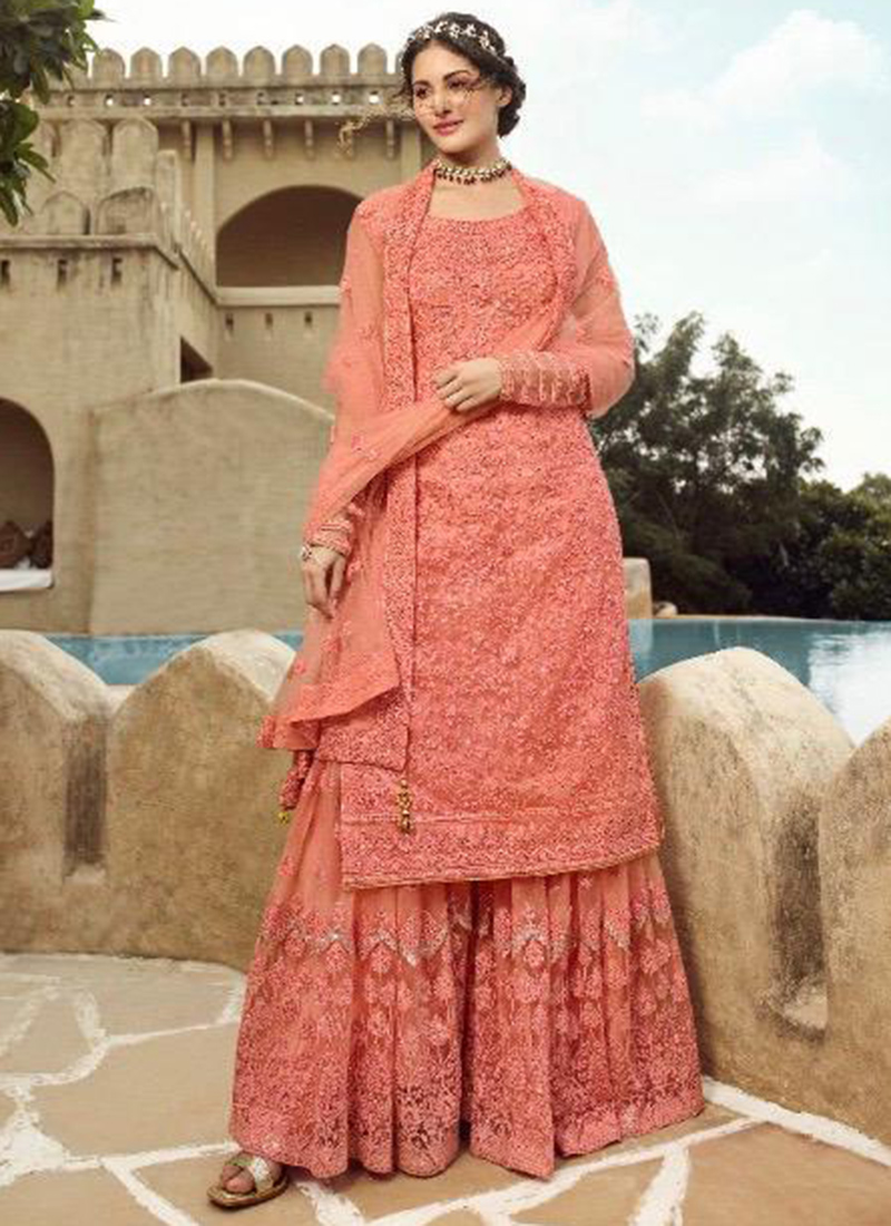 pink bridal sharara