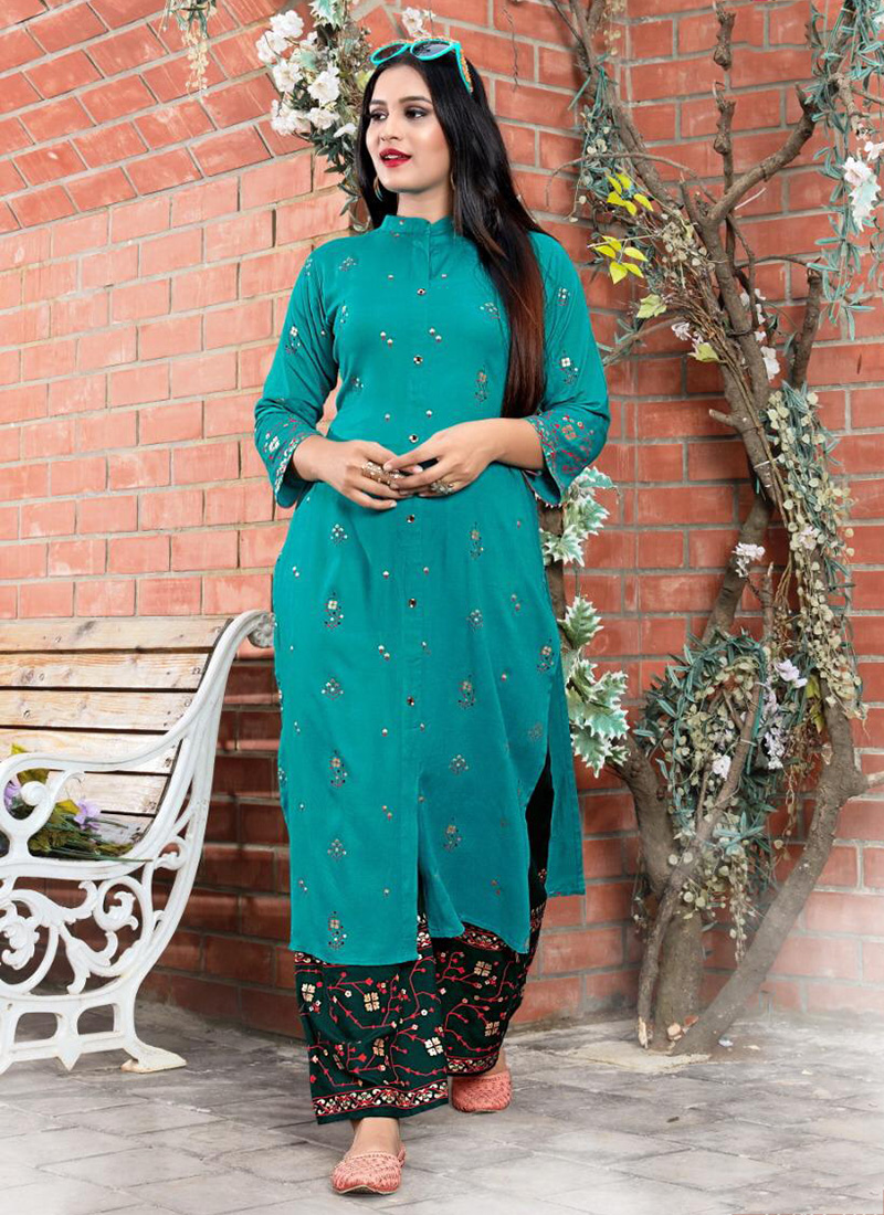 Share 85 blue kurti and golden plazo latest  thtantai2