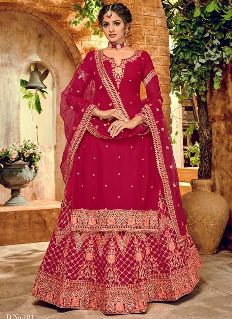 long kurta with lehenga suit