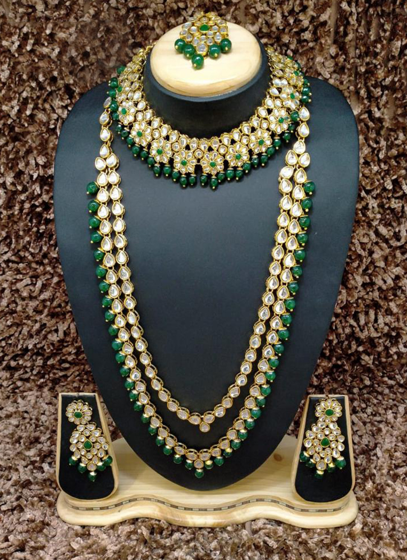 green kundan set online