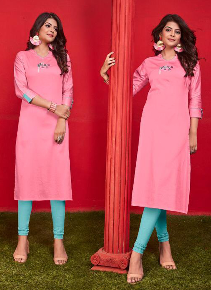 Green Straight Readymade Daily and Office Wear Cotton Long Kurti at Rs 649  in Surat