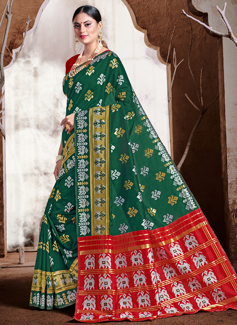 Green Banarasi Silk Party Wear Weaving Saree KHANTILSILK 2803