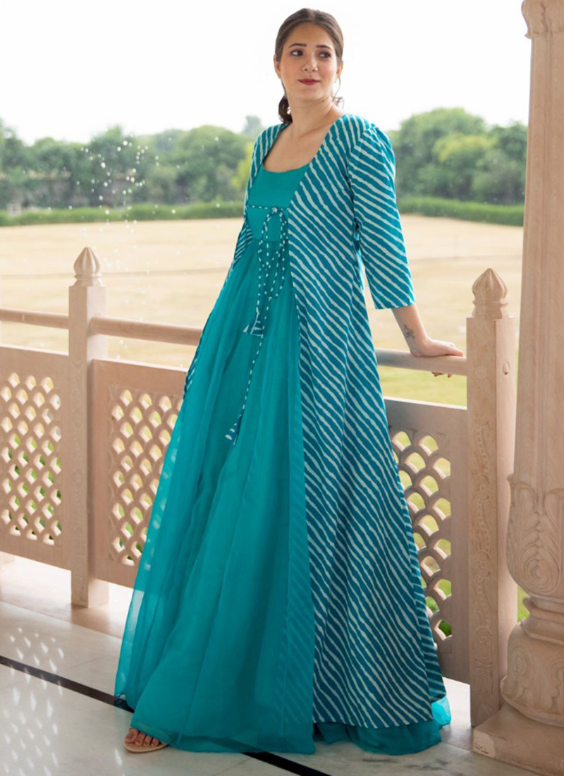 Images of Party Wear Gown Sky Blue Colour | Addorable Women Clothing
