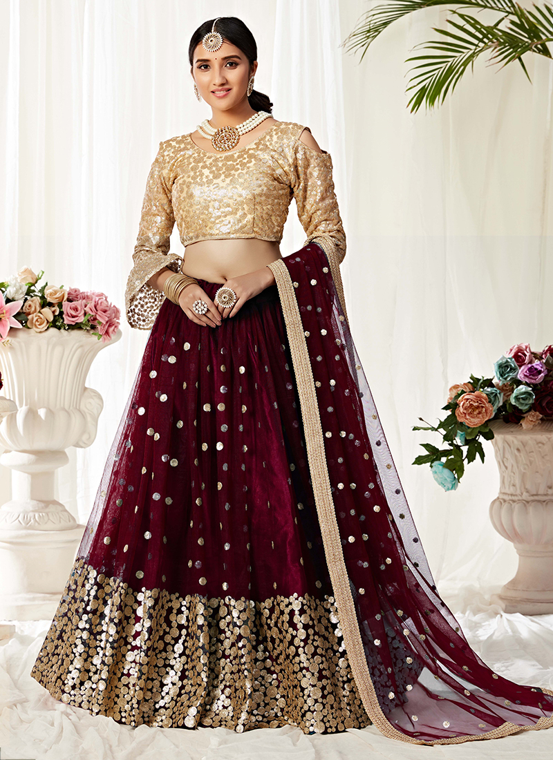 Aawiya New Sequins Embroidery Work Net Lehenga Cholis Collection Catalog 9862