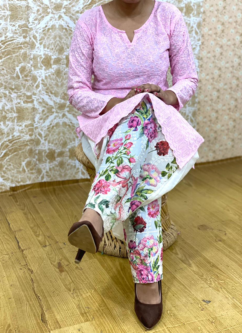 Buy 40/M Size Pink Kimono Sleeve Indian Kurti Tunic Online for Women in USA
