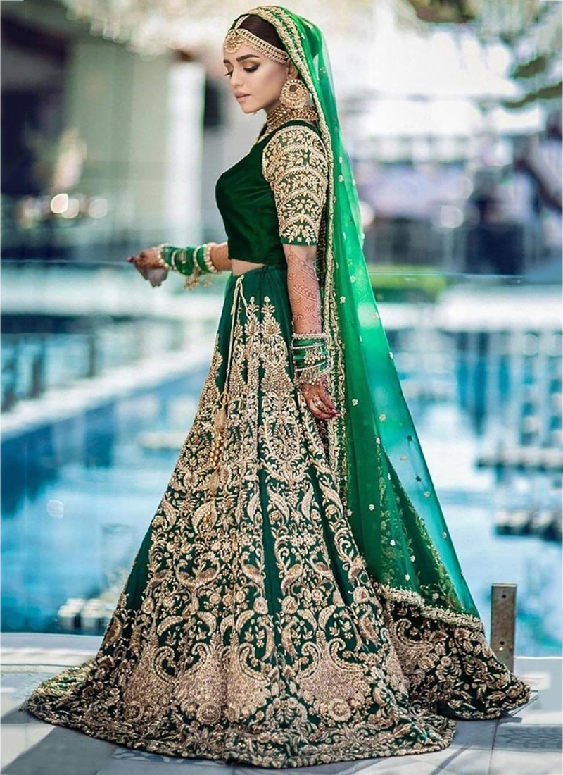 KB1046 Beautiful Embroidery Dori Work Velvet Bridal Lehenga Cholis Collection Catalog