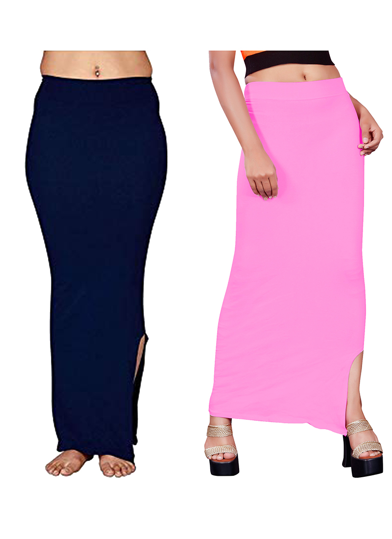 Buy Navy Blue And Light Pink Lycra Casual Wear Plain Combo