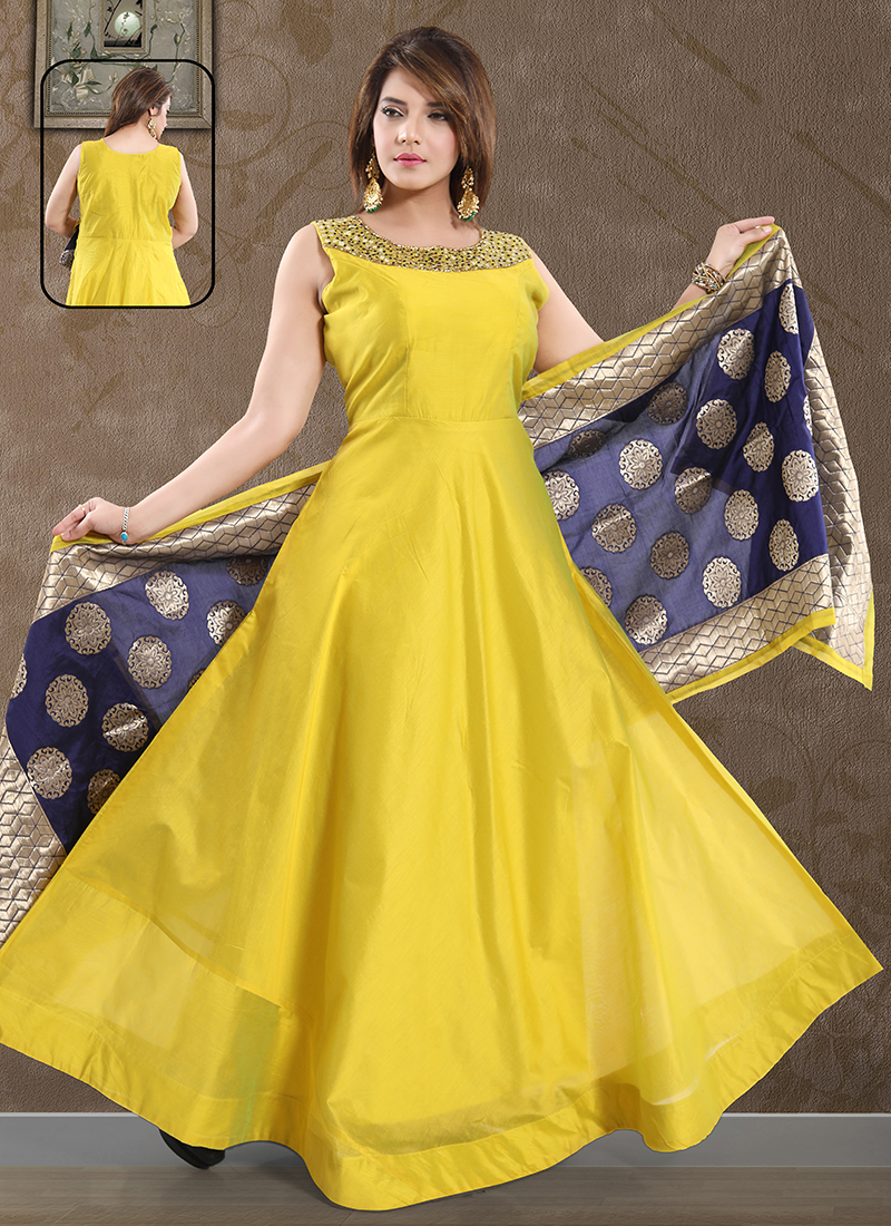 Presenting By New Party Wear Look Organza Taby Silk Gown With Dupatta