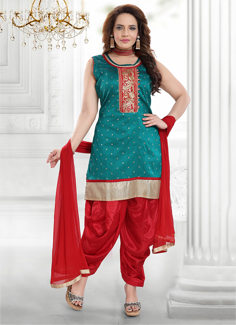 Parrot Green & Hot Pink Multicolor Readymade Patiala Suit #30266 | Buy  Patiala Salwar Suit Online