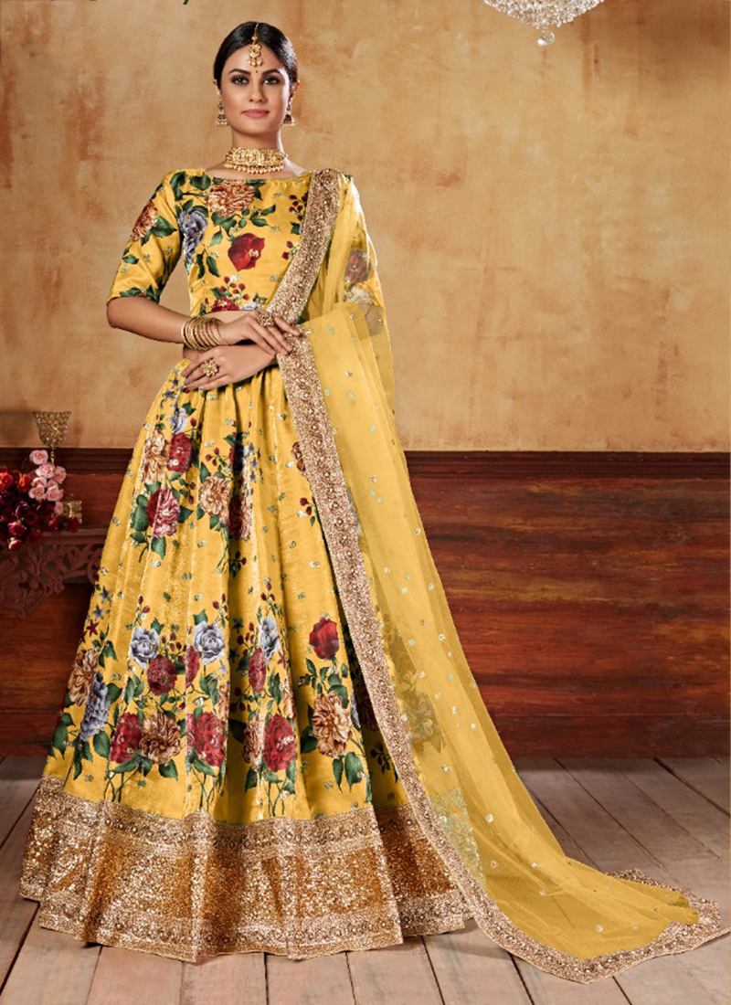 Buy Beige Georgette Printed Lehenga Choli Party Wear Online at Best Price |  Cbazaar