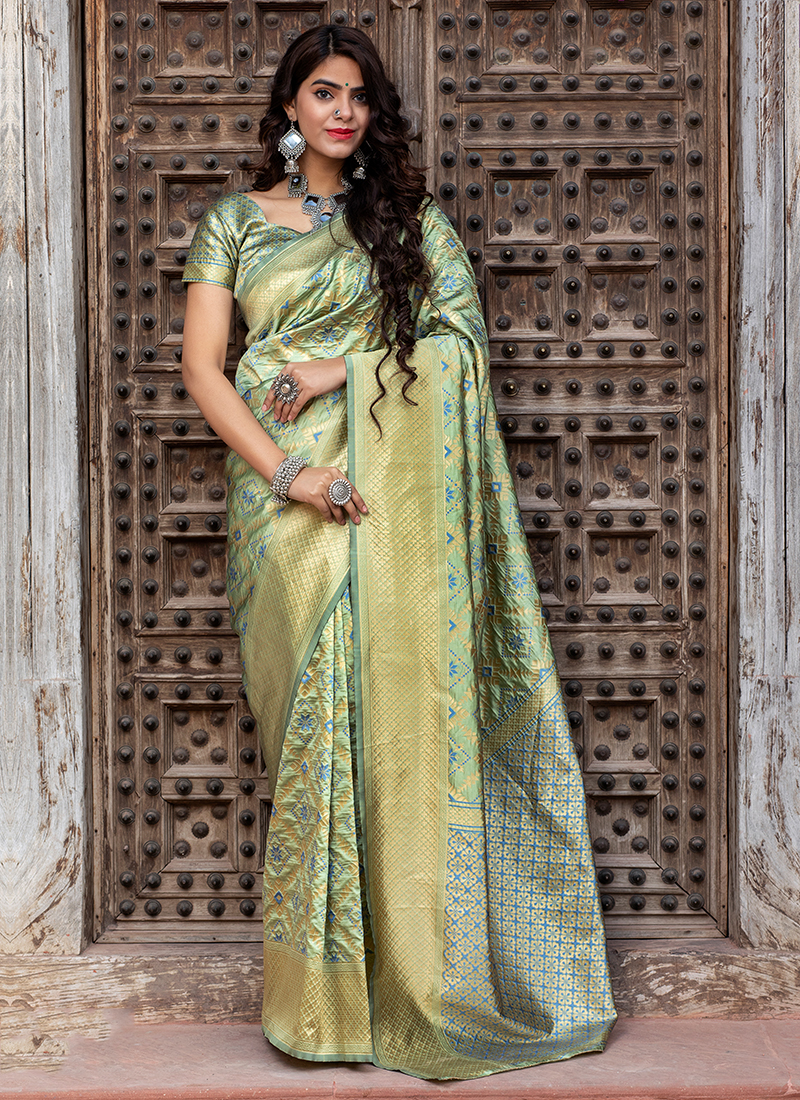 Pista Green Silk Saree With Blouse 251746