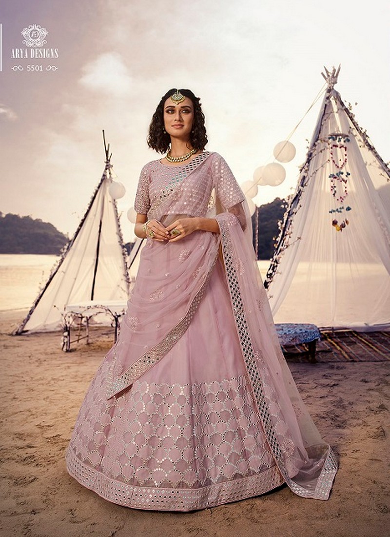 Pink Mirror work Lehenga for bridesmaid with Intricate work - KESAR FAB -  4267608