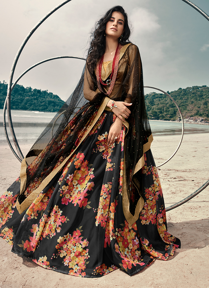 Buy Geometric Pattern Printed Lehenga With Hand Embroidered Blouse by  Designer ABHINAV MISHRA Online at Ogaan.com