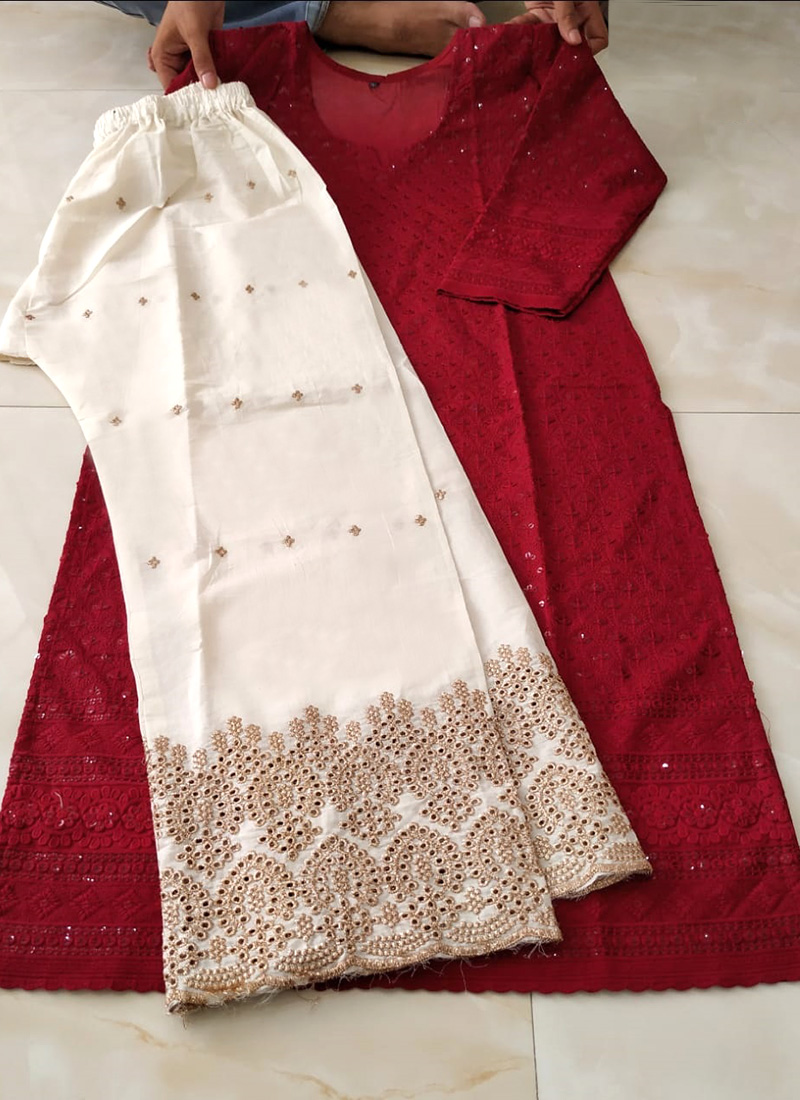 Lali Peach Chikankari Kurti Sets – The Lucknowi Chikan