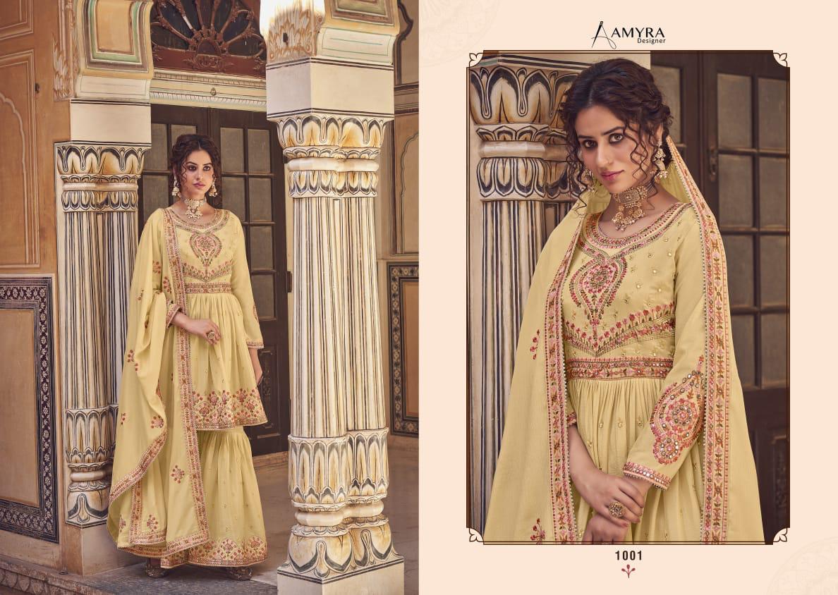 Aamyra Designer Riwaz Mirror Work Sharara Suits Collection Catalog