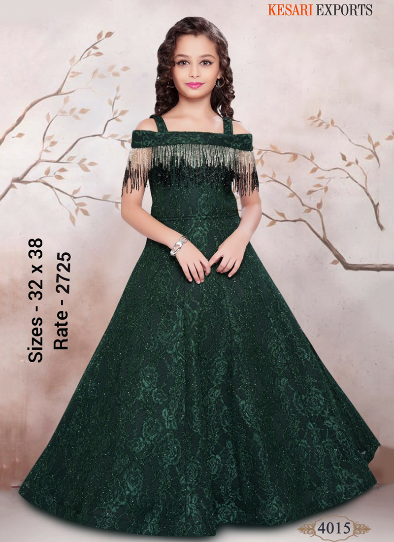 Buy Net Fancy Designer Gown in Green Online : USA - New Arrivals