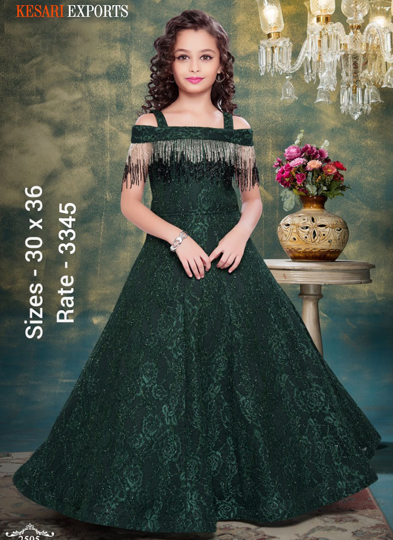 Rama green Georgette Gown Dress - GW0115