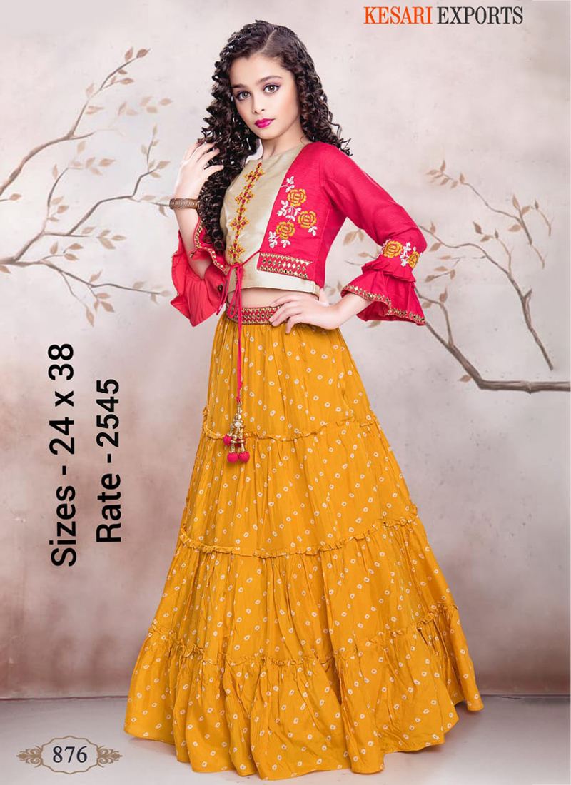 Yellow Readymade Girls Lehenga Choli Price Mention Of 8 Pcs Catalog